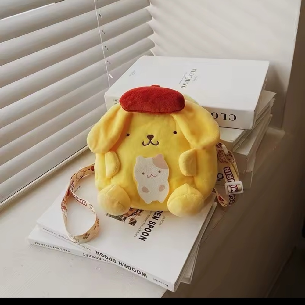 Cute Yellow Plush mini Backpack with Red Hat